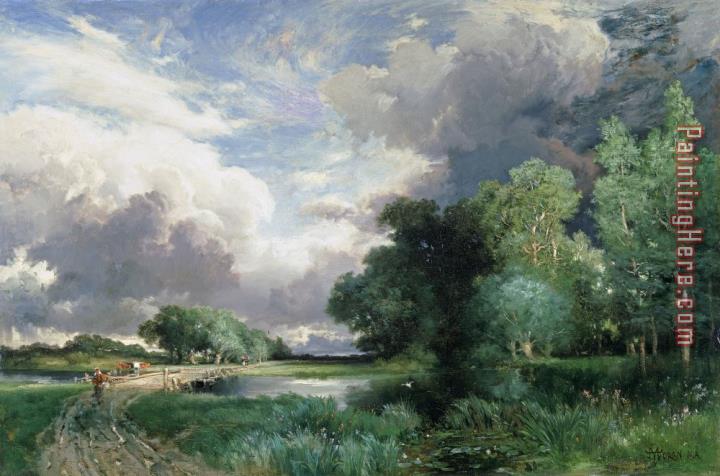 Thomas Moran Landscape with a bridge